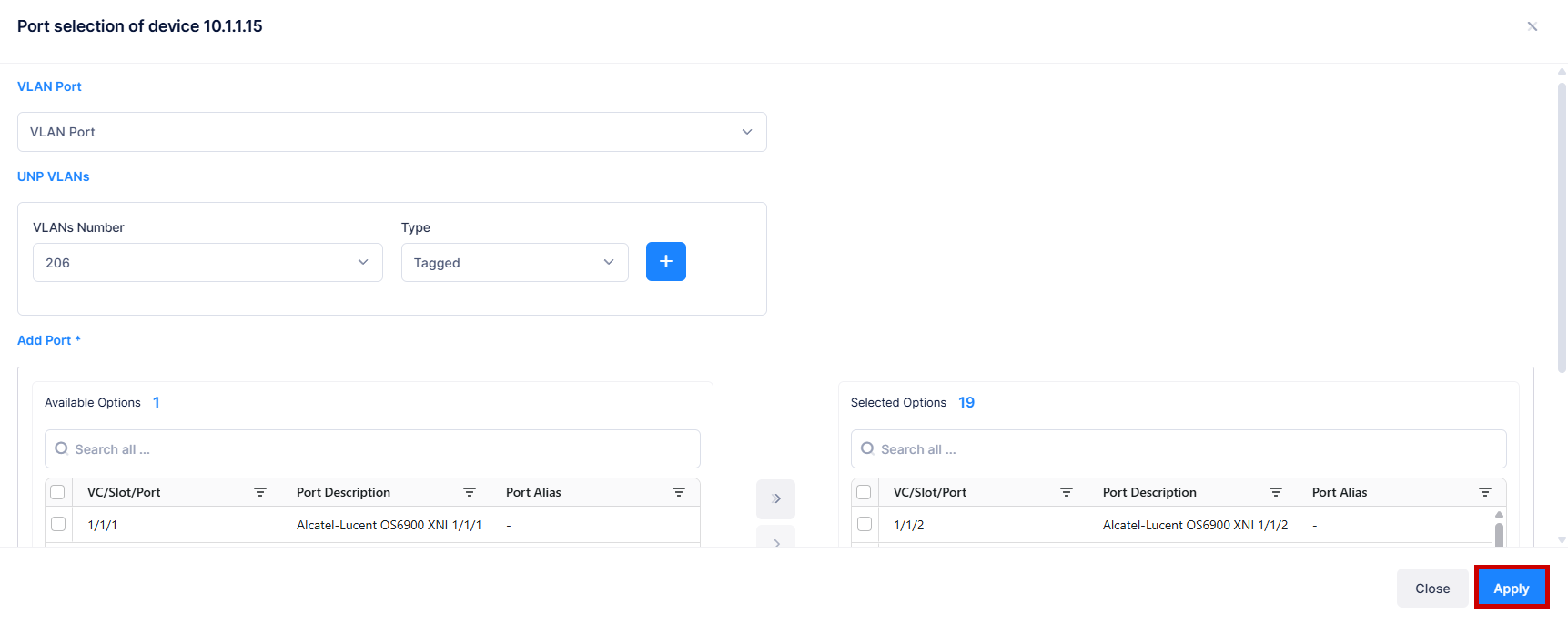 Create Access Auth Profile port assignment- OmniVista Cirrus 10.5.1-20250320-063043.png