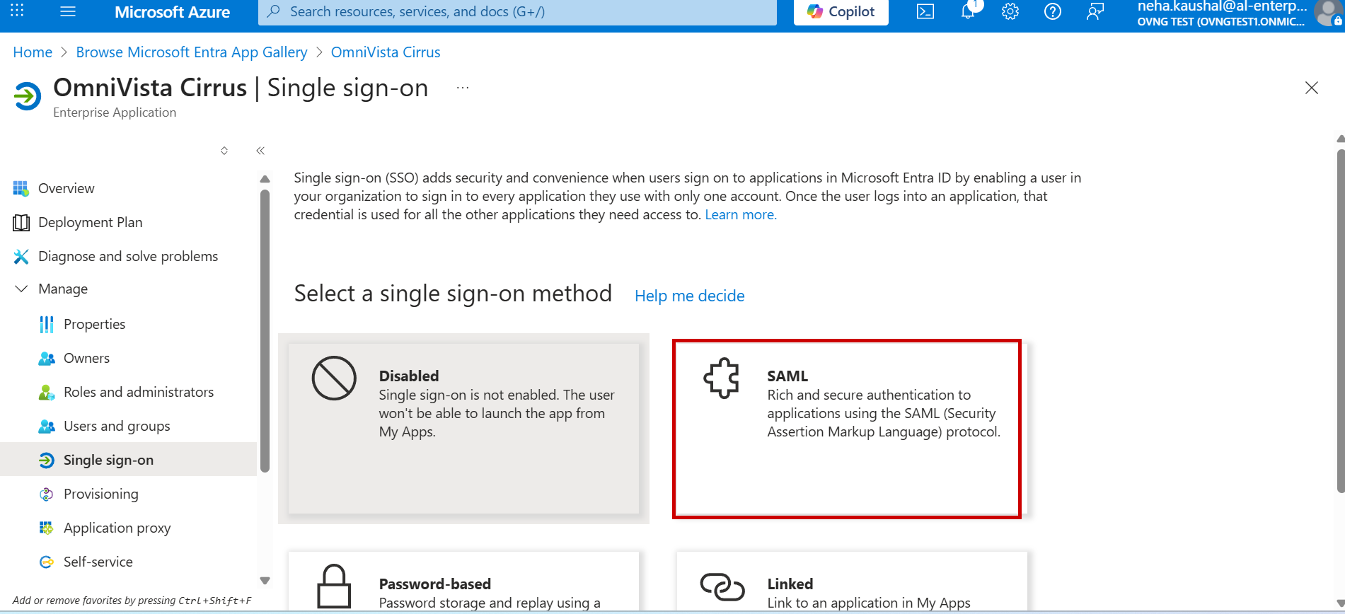 Azure SAML option select OVC 10.5.2-20260116-065924.png